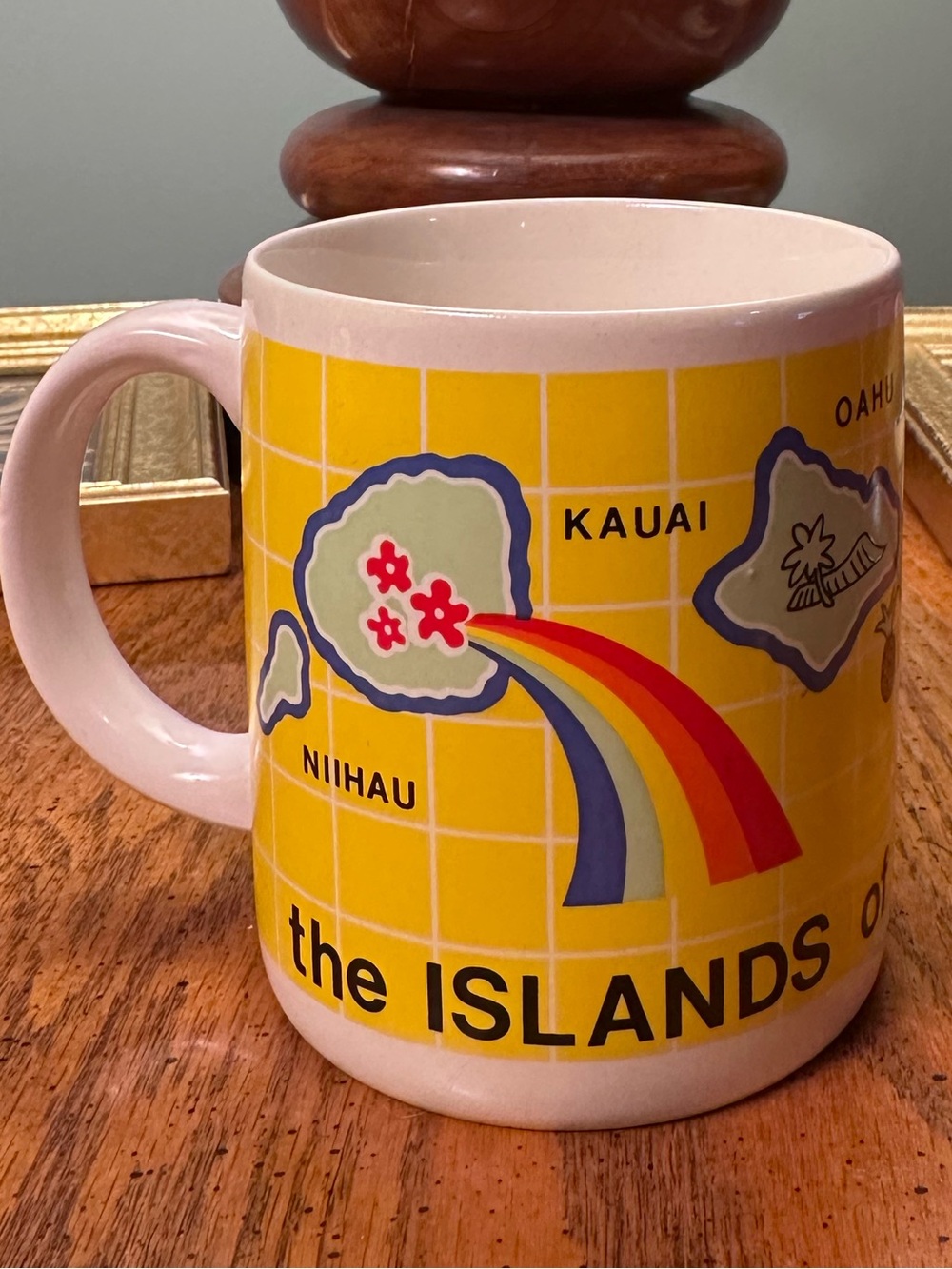 Good Vintage Condition Yellow Hawaiian Islands Ceramic Mug
